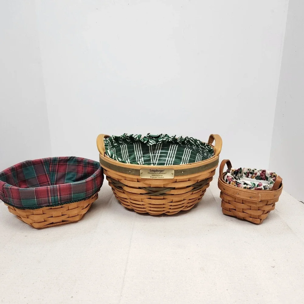 Lot Of 3 Longaberger Baskets Fabric Inserts 10